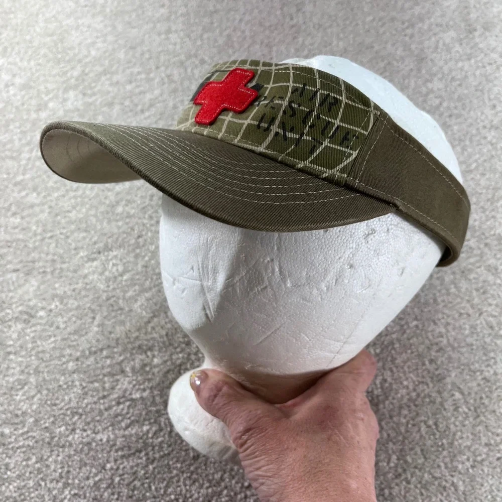 Unbranded Air Rescue Unit Visor Youth Khaki Olive Green Red Cross Military Style